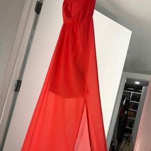 Maxi red/pink dress strapless